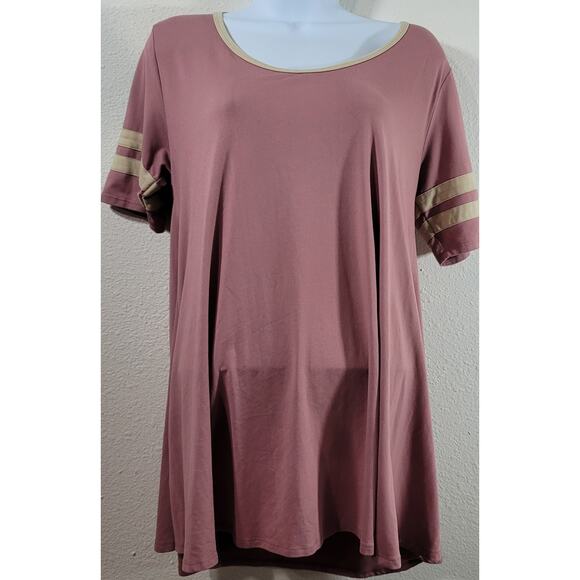 LulaRoe Dusty Rose Tan Hi Low Top XS Lightweight Swing Soft Stretchy Round Neck - Picture 1 of 5